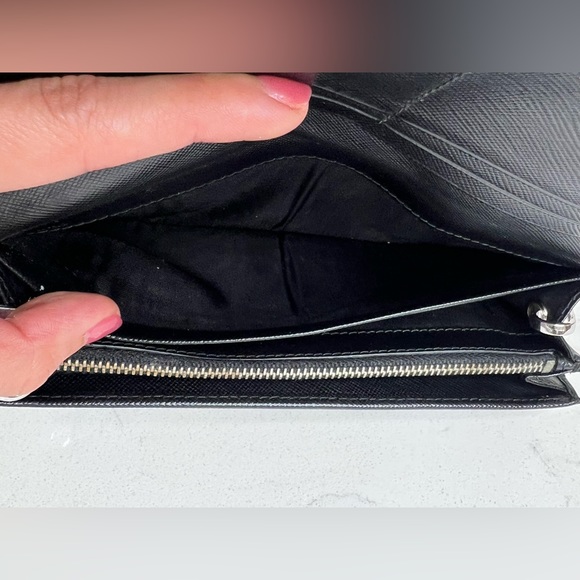 💯 AUTH Prada Tessuto black Saffiano leather wallet on chain - Picture 8 of 14
